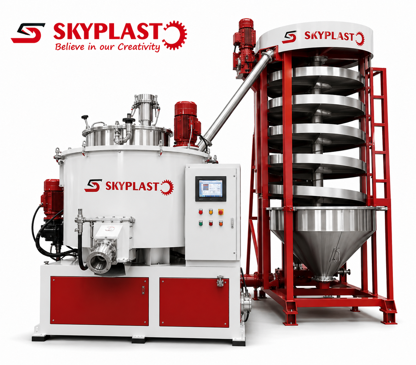 High Speed Heater Cooler Mixer & Spiral Conveyor - Skyplasto Pvt. Ltd.